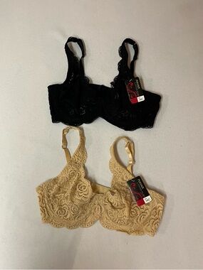 Bundle - 2 Unlined Lace Bras with Underwire - Black and Beige - NWT